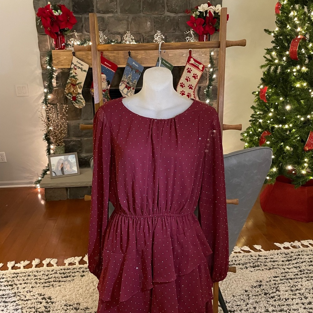 Simply Vera Vera Wang Maroon Dress with Dots